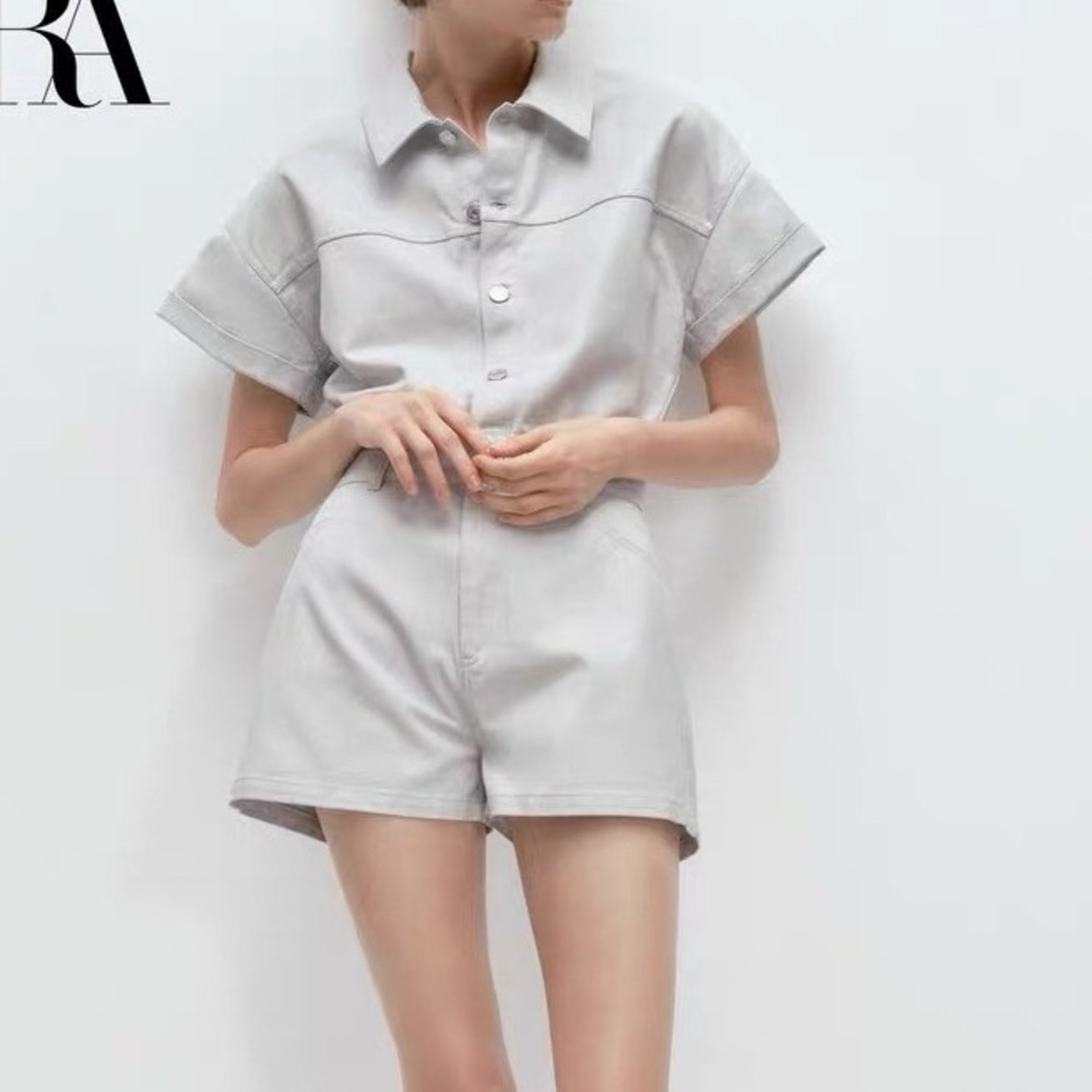 Zara gray silver shimmery romper